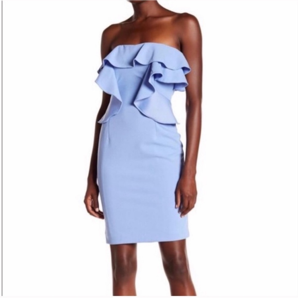 Alexia Admor Light Blue Strapless Cascading Ruffles Mini Dress New With Tags 14